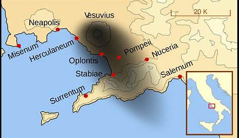 Map of Mount Vesuvius Pompeii, Italy Volcano Antique