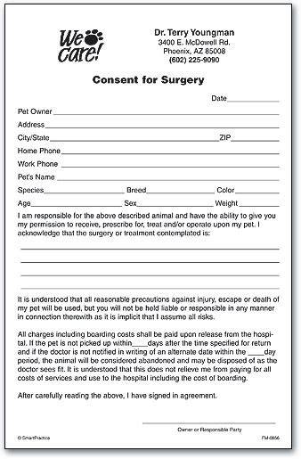 veterinary surgery consent form template