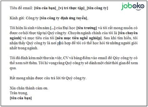 viết mail xin thực tập