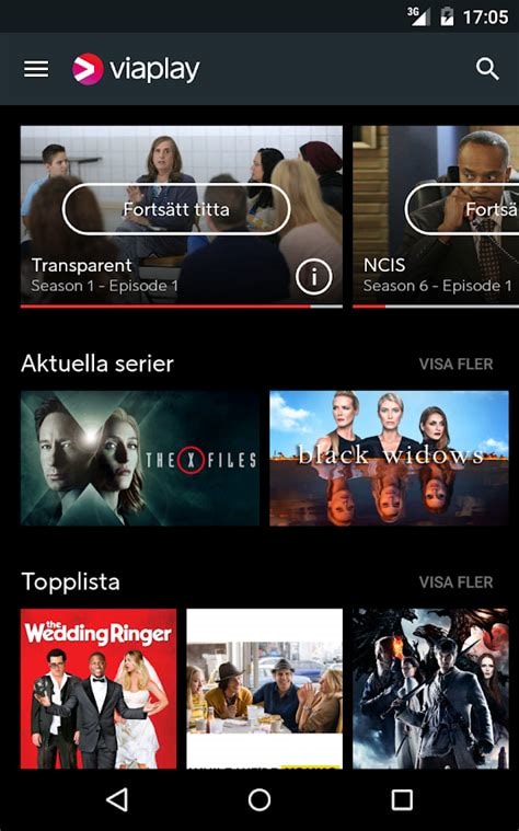 Viaplay app on Android device