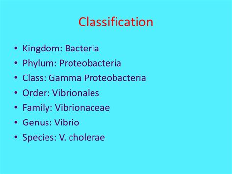 vibrio cholerae genus and species