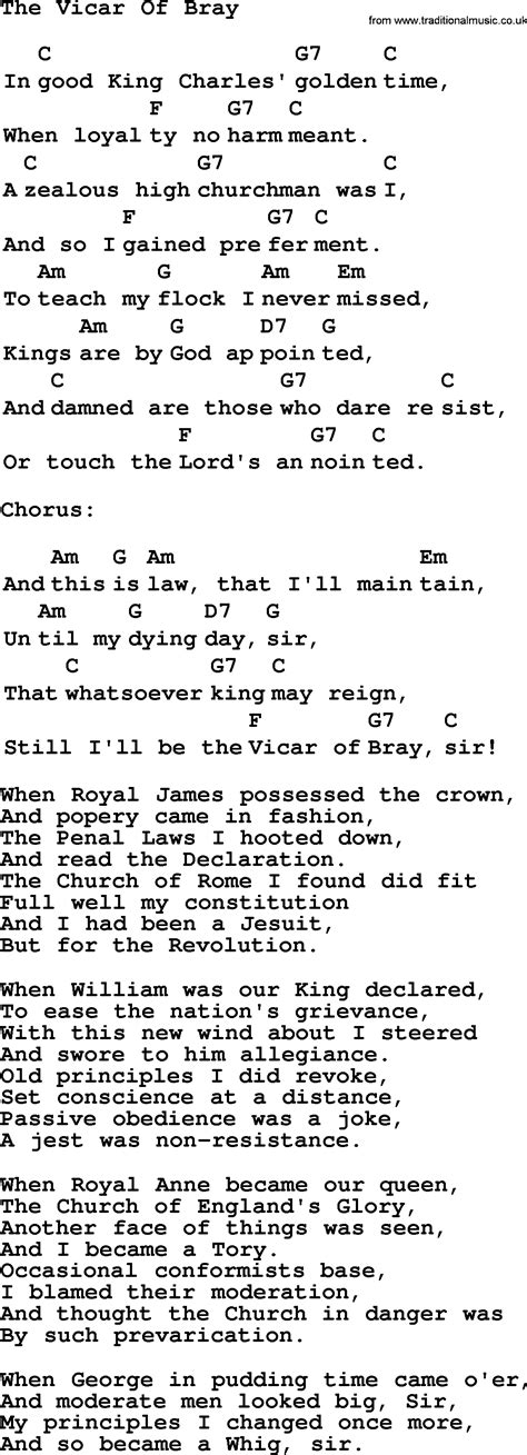 Discussion Vicar Of Bray Lyrics