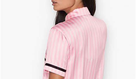 Victoria's Secret The Afterhours Satin Pajama in Pink (iconic pink stripe)
