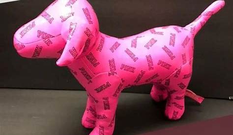 Victoria's Secret 7" Plush Pink Polka Dot Dog "Happy" ($14) liked on