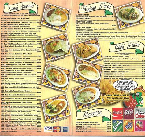 victoria mexican restaurant menu