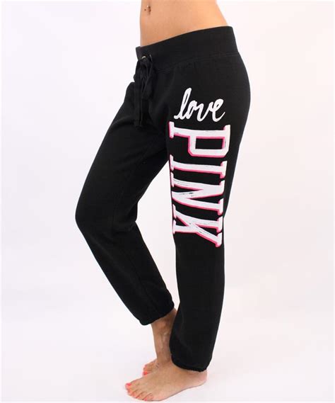 victoria secret pink sweatpants black