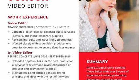 Video Editor Resume Samples and Templates VisualCV