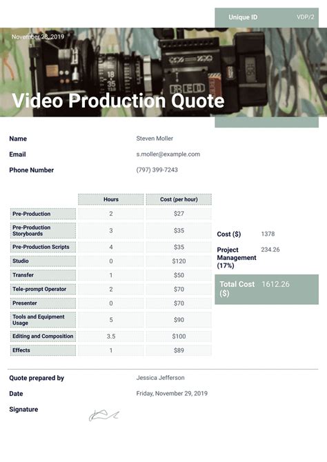 Video Production Quotation Template