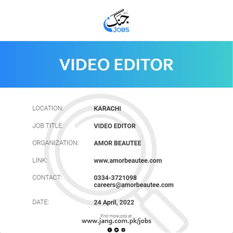 video editor jobs karachi