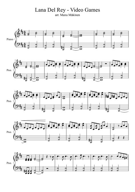 video games chords piano