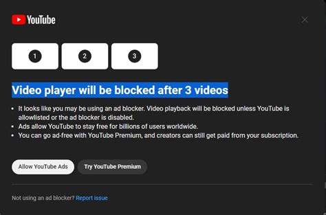 video player blocked after 3 videos