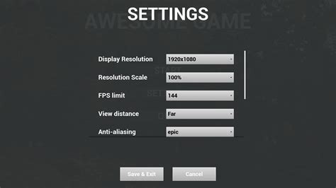 video settings menu