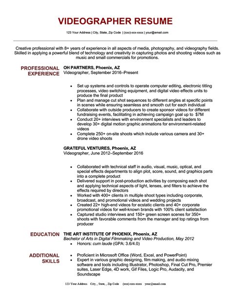 Videographer Resume Template & Guide (20+ Examples)