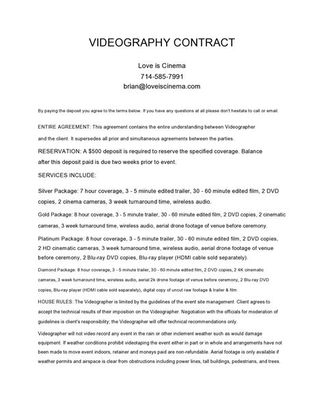 Videography Retainer Contract