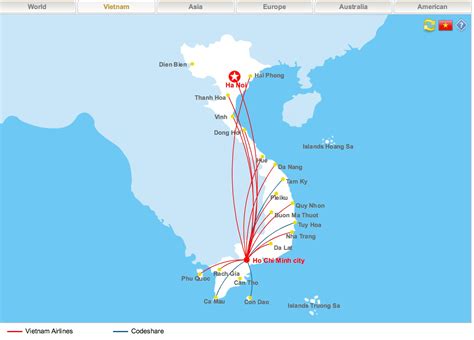 vietnam airlines destinations map
