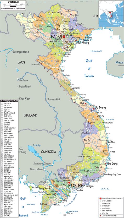 vietnam map with cities and provinces