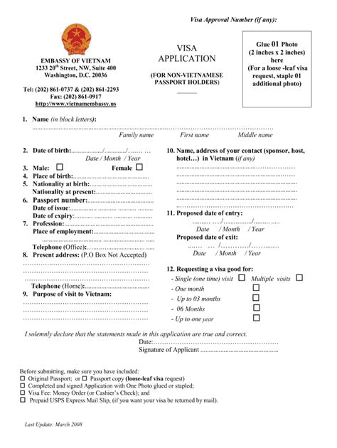 vietnam visa application form australia