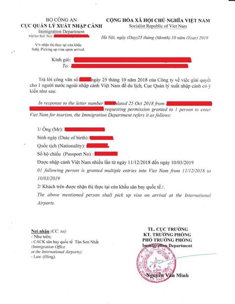 vietnam visa approval letter