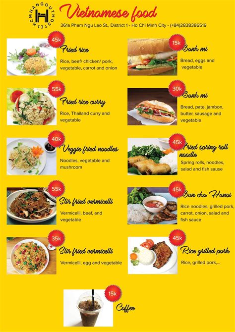 vietnamese food menu list