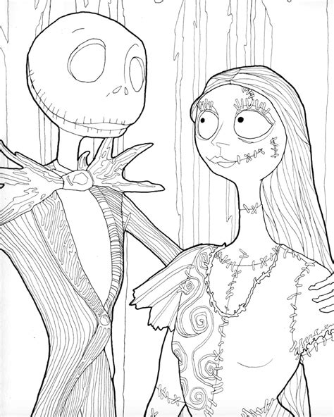 Sally And Jack Coloring Pages Nightmare Before Christmas Coloring