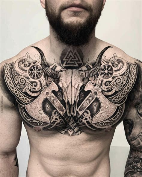 Revolutionary Viking Chest Tattoo Designs References