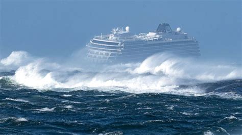 viking cruise ship in storm norway