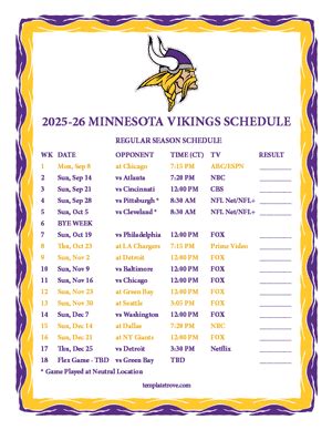 Vikings Schedule 2026