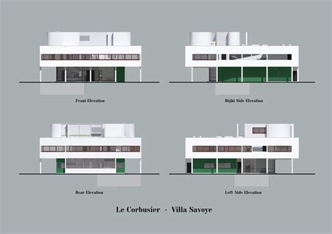 villa savoye plan elevation and drawings