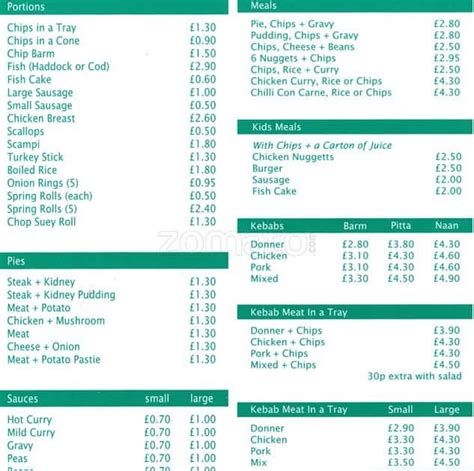 village fish bar burscough menu