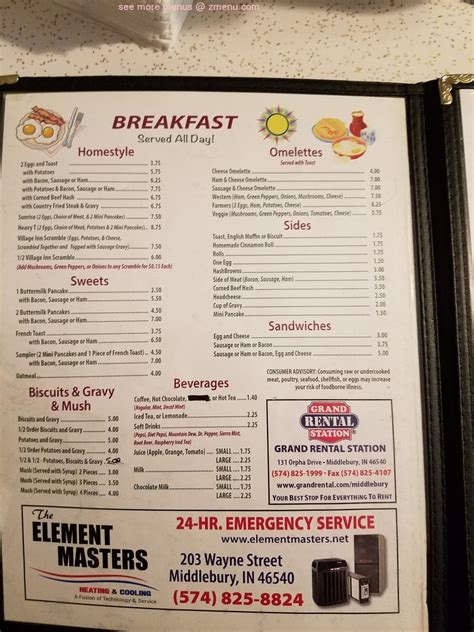 village inn 55+ value menu