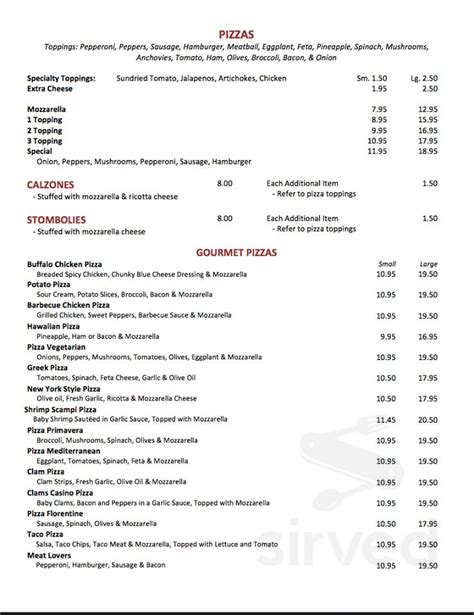 village pizza menu moodus ct