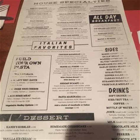 village pub and cafe menu