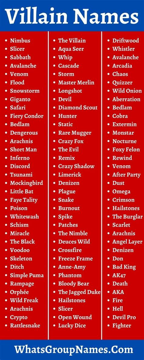 villain names list