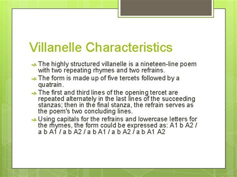 villanelle characteristics