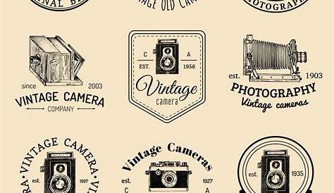 Photo camera logo vintage Royalty Free Vector Image