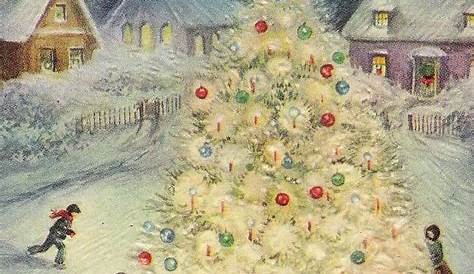 Vintage Christmas Tree Painting
