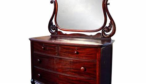Antique Oak Three Drawer Dresser with Beveled Mirror by MidMod