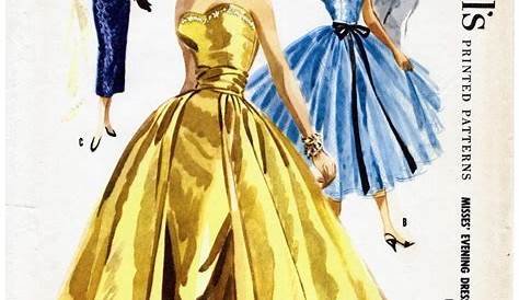 Vintage Formal Dress Patterns 1950 Womens Strapless Prom Pattern By