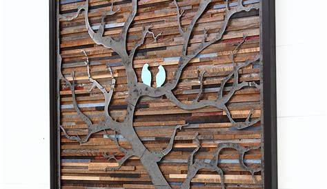 Vintage Metal Wood Wall Art Reclaimed Tree Of Life Etsy