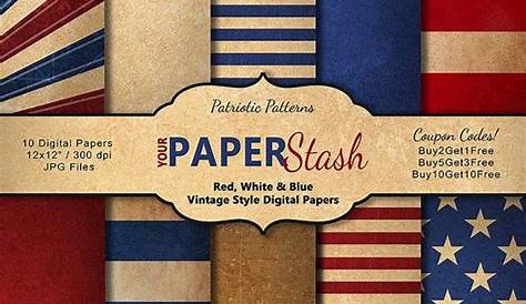 Patriotic Paper Pack 4th of July Paper July Fourth Digital Scrapbooking