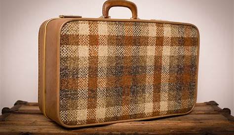 Vintage Plaid Suitcase Luggage Red Tartan 21x5x16 Inches
