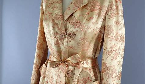 Vintage Peignoir 1940s Pink Satin Dressing Gown S from