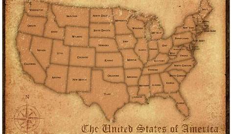 Vintage United States Map Posters | States map, United states map, Map