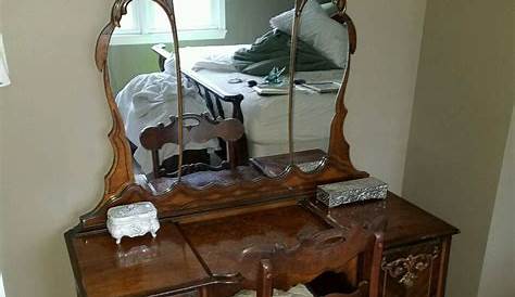Vintage Vanity Dresser With Mirror Antique Triple , Walnut, English