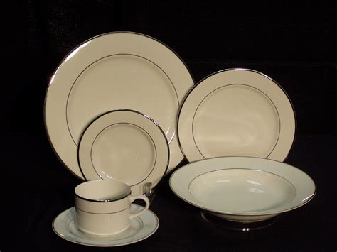 Gibson Everyday White Dinnerware with Silver Trim Dinner Etsy