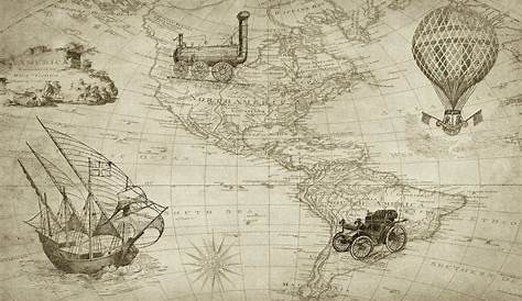 use a vintage world map as wallpaper - Wereldkaart poster, Wereldkaart