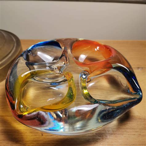 vintage art glass ashtray