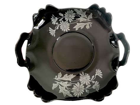 vintage black glass bowl