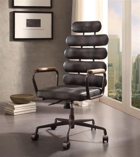vintage black leather office chair