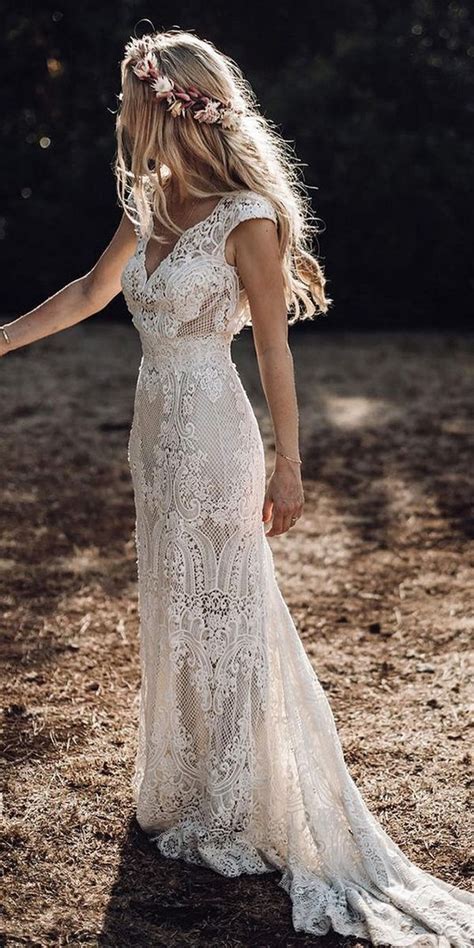 2019 Sexy Backless Lace Beach Wedding Dress Vintage Bohemia Vestido De